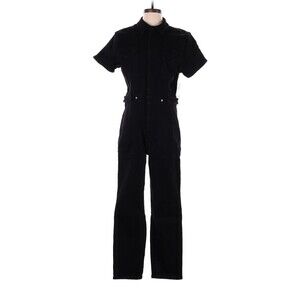 GOOD AMERICAN Solid Black Long Denim Jumpsuit - 4 (Extra Large)